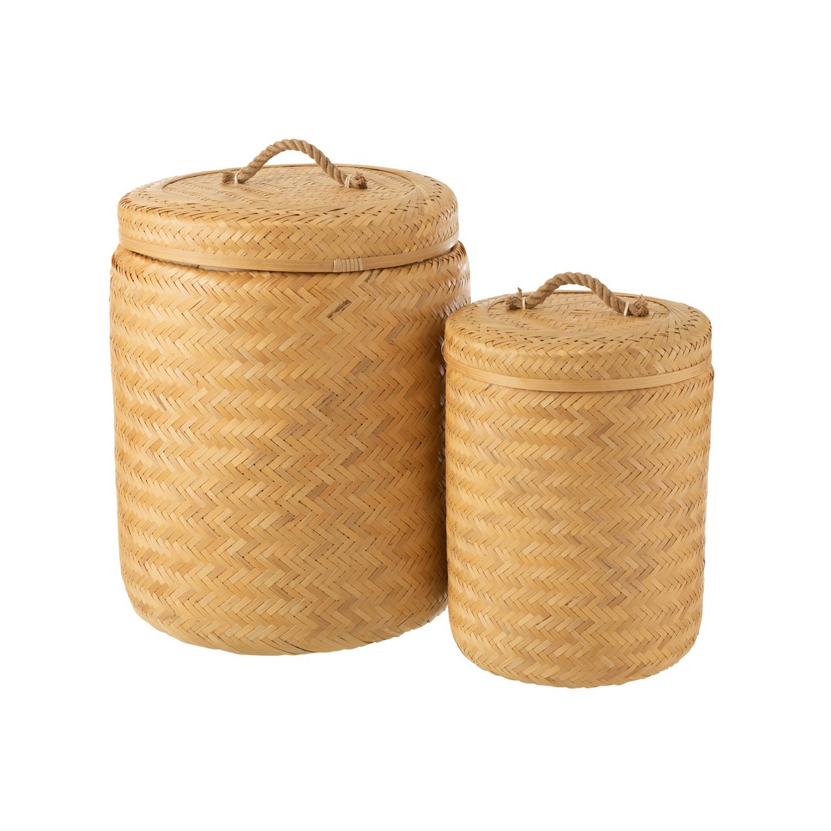 J-Line - Paniers de Rangement Ronds - Bambou - Naturel