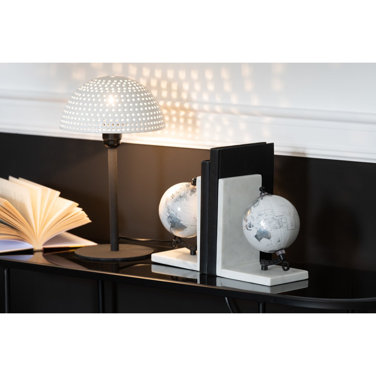 J-Line - Lampe de Table Mushroom Balls - Métal - Blanc/Noir - Petit