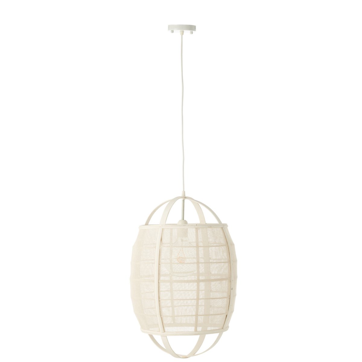 J-Line - Lampe suspendue Ion Lin/Bambou Blanc Small