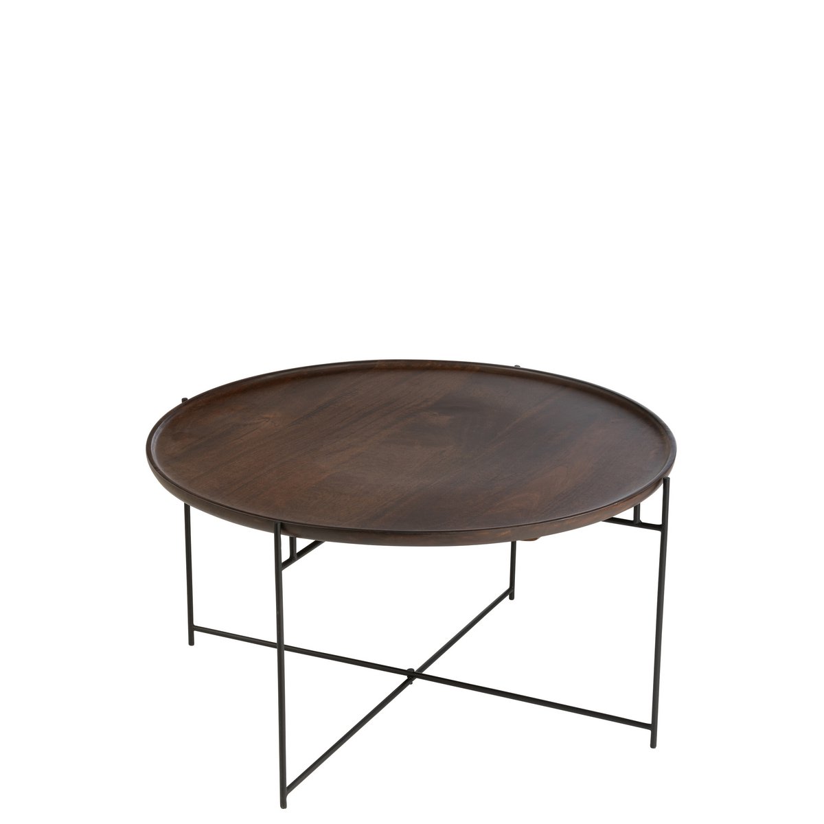 J-Line - Table Ronde Fer/Bois de Manguier Marron/Noir