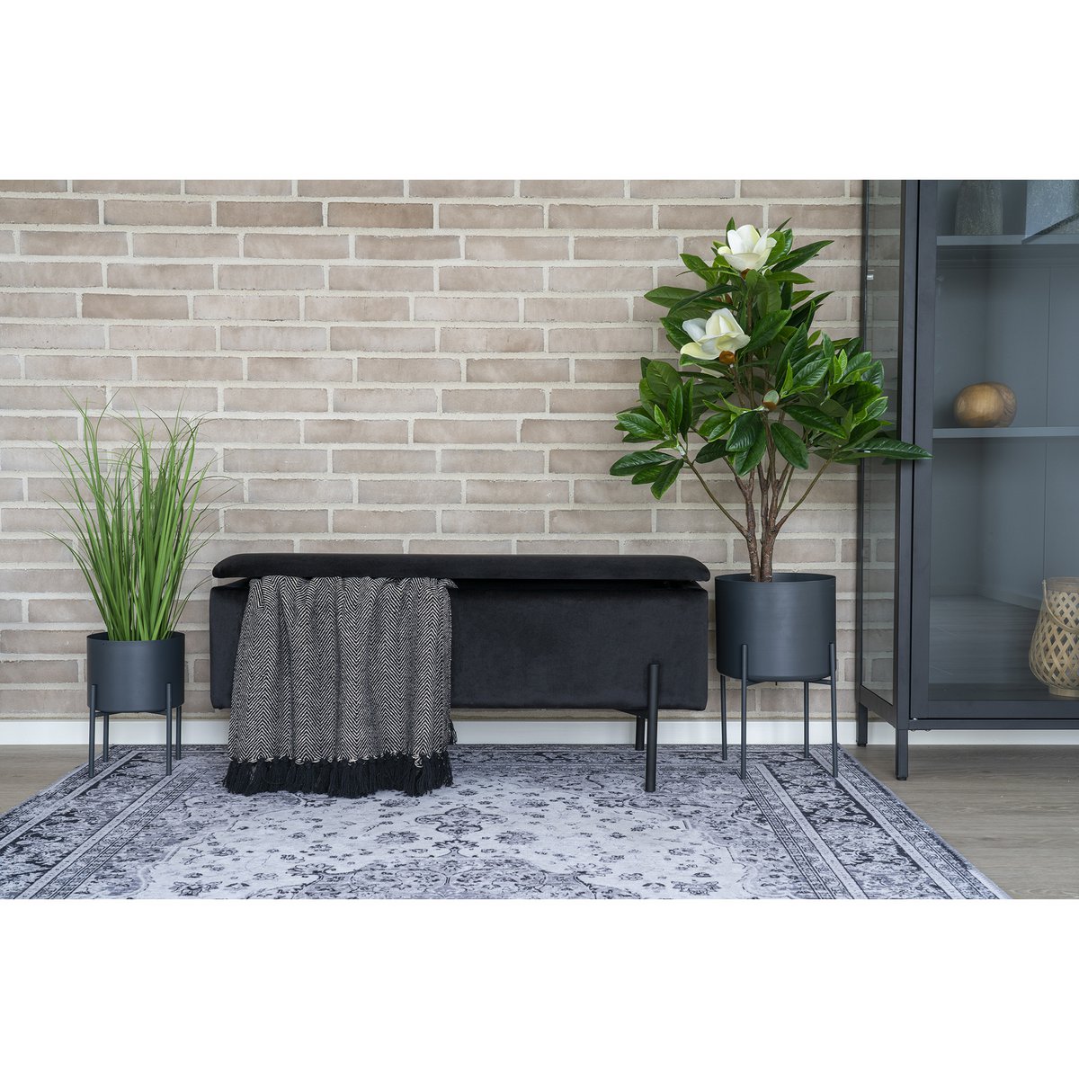 House Nordic - Watford Bank - Zwart fluweel, 36,5x95x46 cm