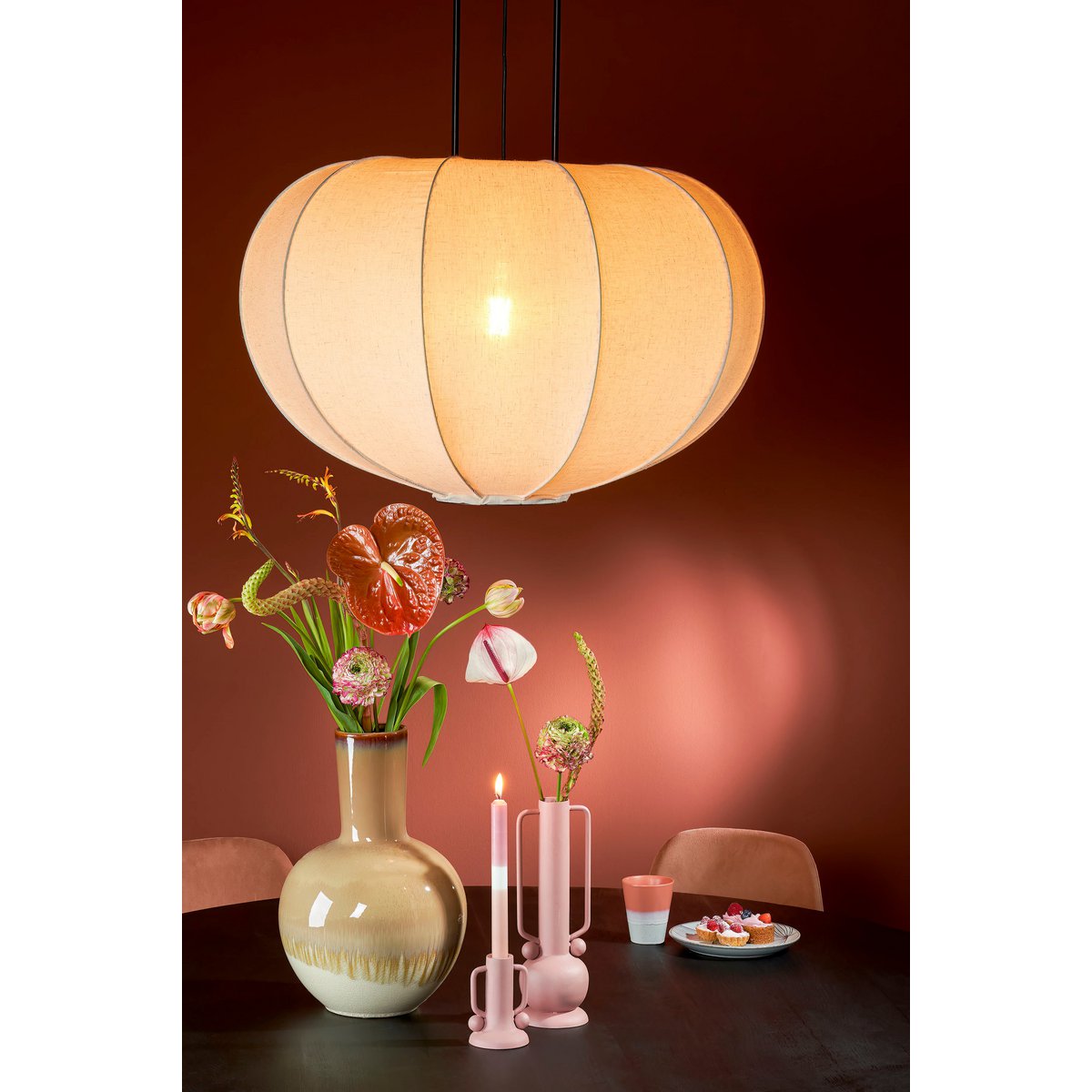 Mica Decorations - Lampe à Suspension Pego - H94 x Ø83 cm - Lin - Blanc Cassé