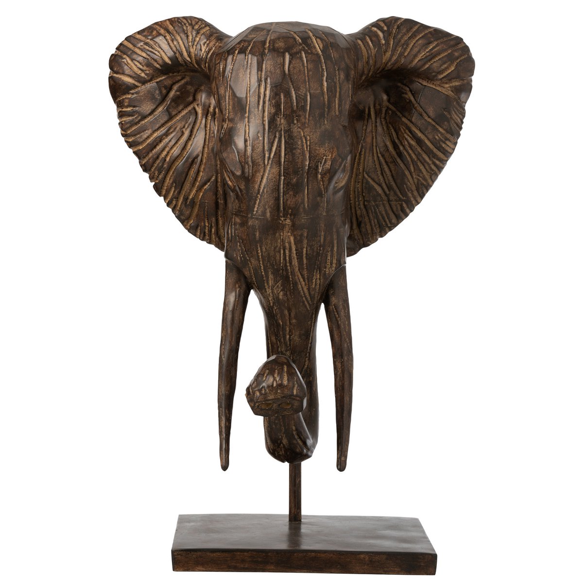 J-Line - Figurine décorative 'Éléphant' (Marron, Polyrésine)