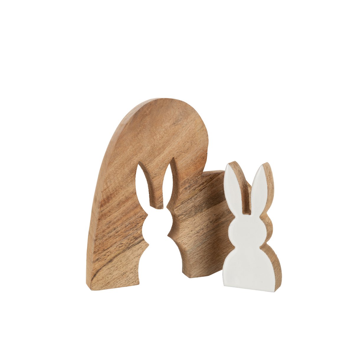 J-Line - Puzzle Décoration Lapin Silouette - Bois - Naturel - Blanc - Grand