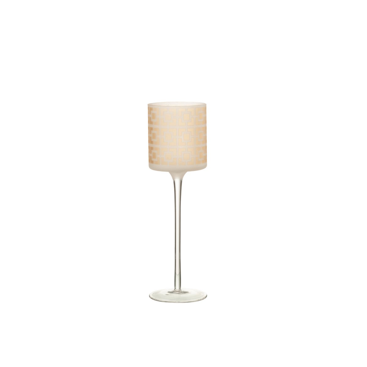 J-Line - Teelichthalter auf Fuß - Glas - Beige - Groß