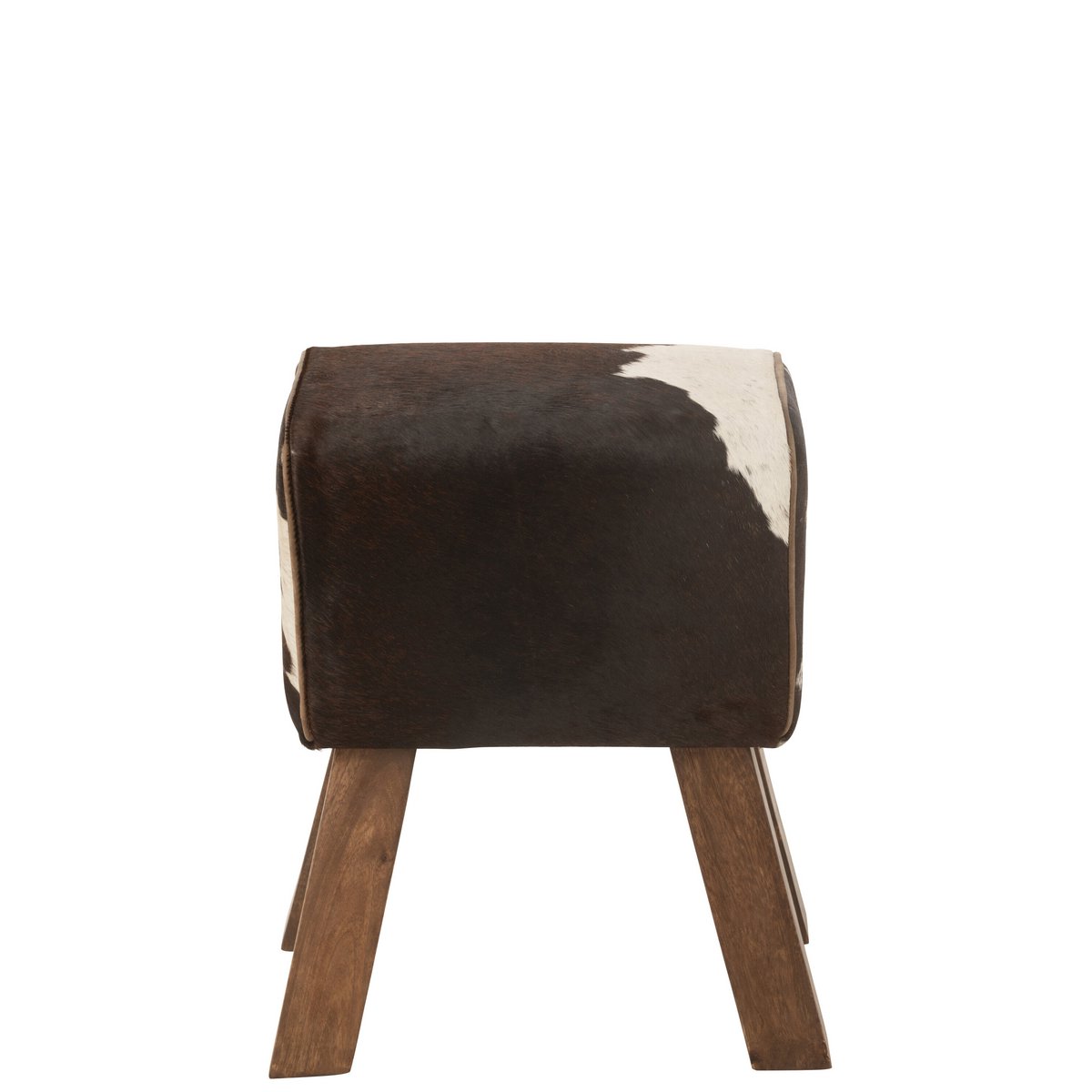 J-Line - Tabouret Vache Manguier/Fourrure Noir/Blanc