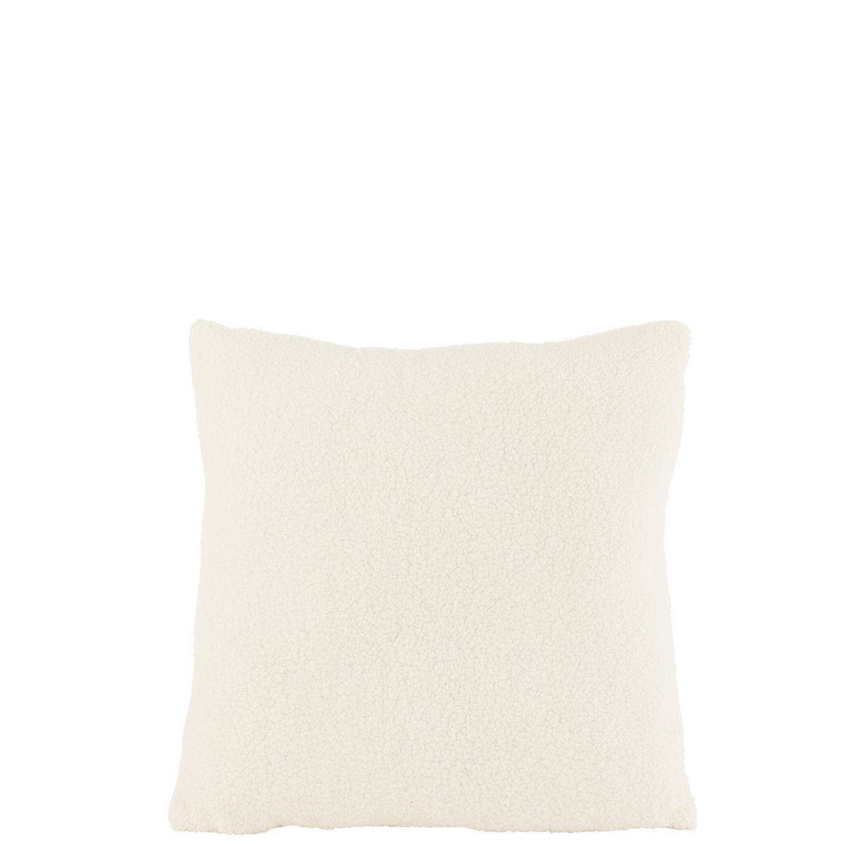 J-Line - Coussin Teddy - Polyester - Blanc