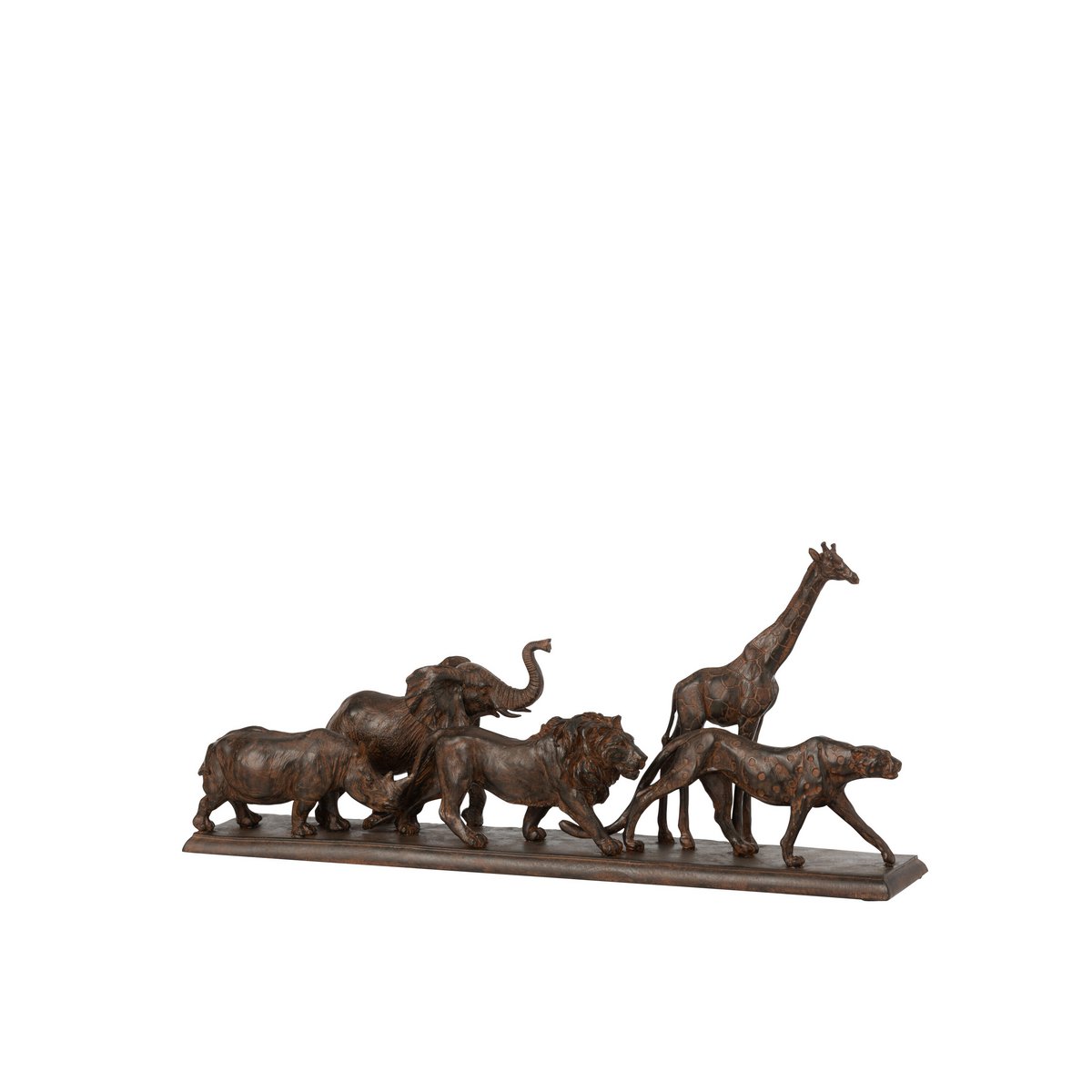 J-Line - 5 animaux en rangée Poly Marron Petit