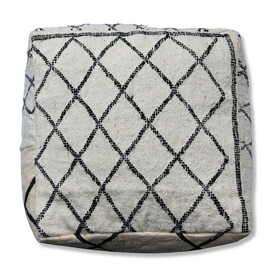 Poufs &amp; Oreillers - Coussin de sol Beni Ourain – blanc et noir