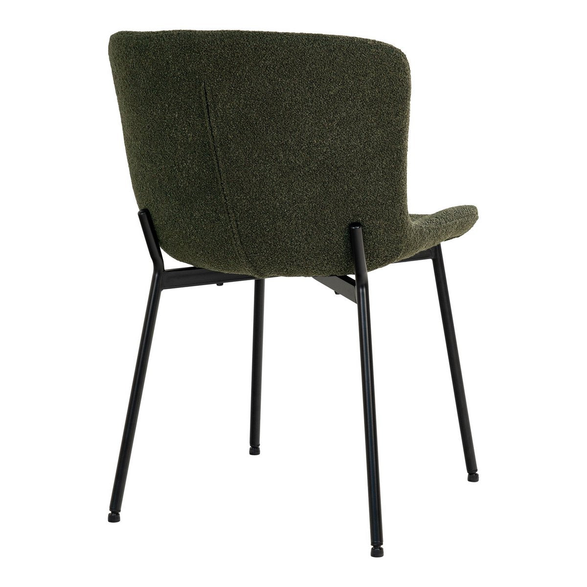 House Nordic - Maceda Dining Chair - Esszimmerstuhl aus Bouclé, dunkelgrün mit schwarzen Beinen - 2er-Set