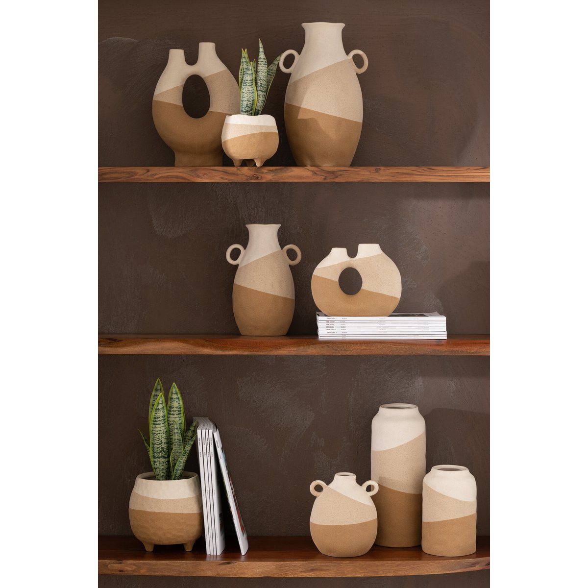 J-Line - Vase Ear Keramik Beige/Hellbraun Klein