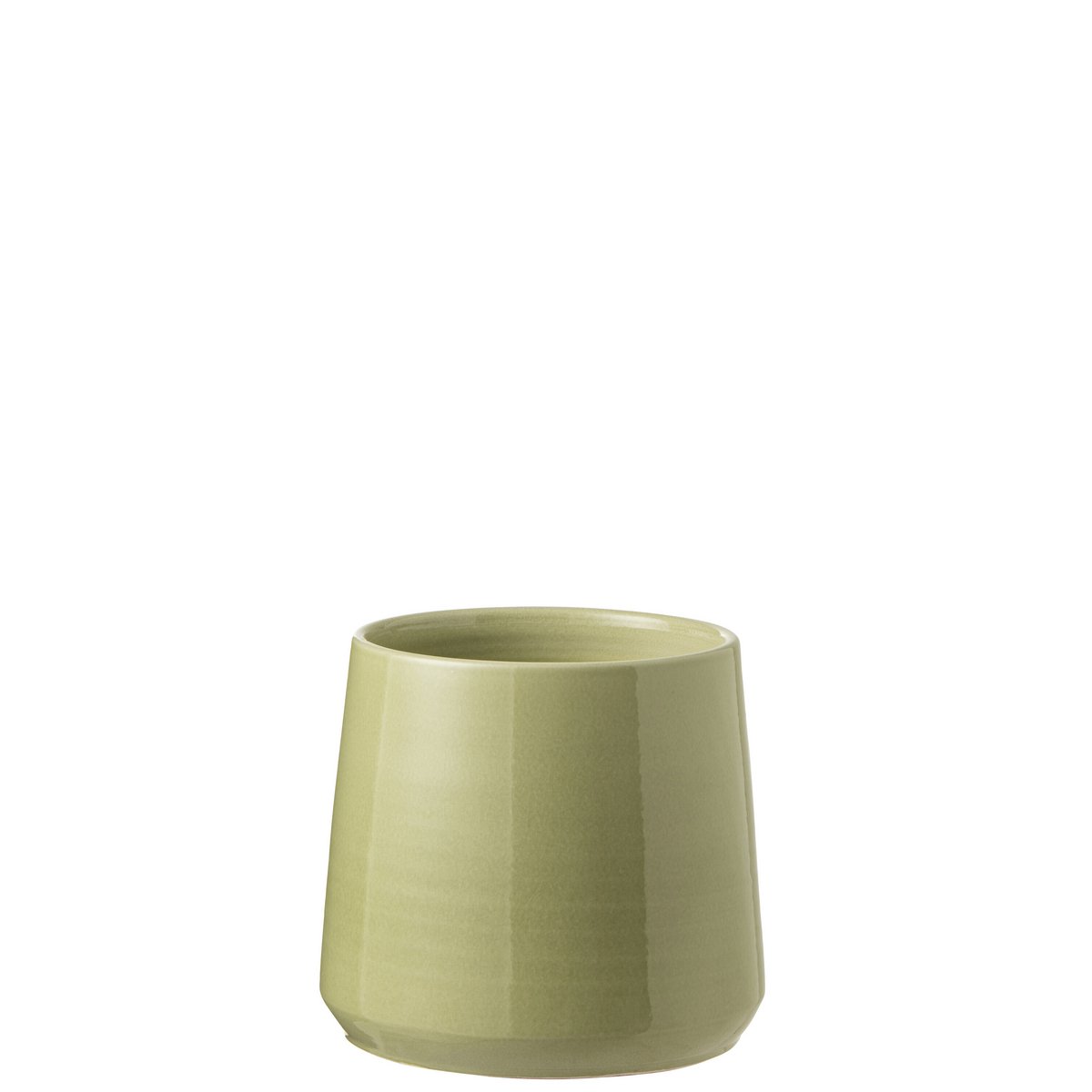 J-Line - Pot de Fleurs Rond - Céramique - Vert - Moyen - Ø23,00cm