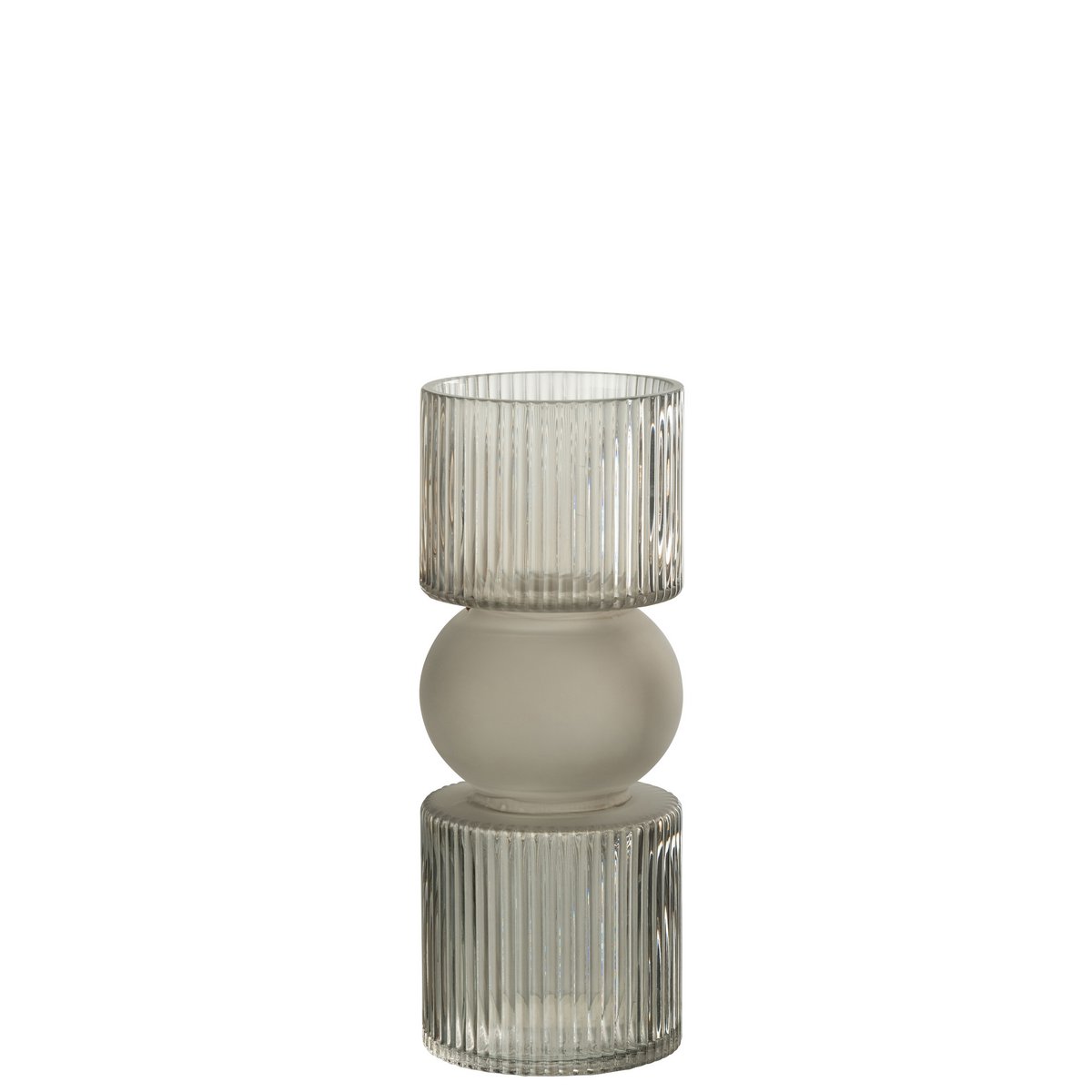 J-Line - Vase/Bougeoir Candy Glass Gris Petit