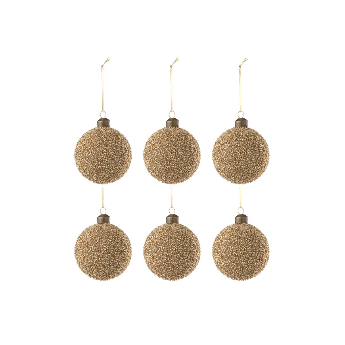 J-Line - Boîte de boules de Noël 'Pearl' (Taille S, Lot de 6, Or)