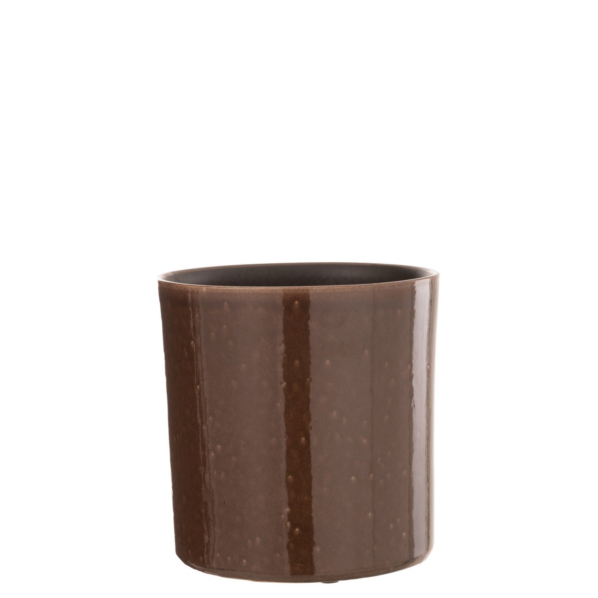 J-Line - Pot de Fleurs Flek - Céramique - Marron - Moyen - Ø20,00cm