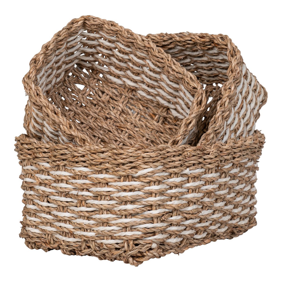 House Nordic - Pala Basket - Korb, Seegras/Papier, natur/weiß, 3er-Set