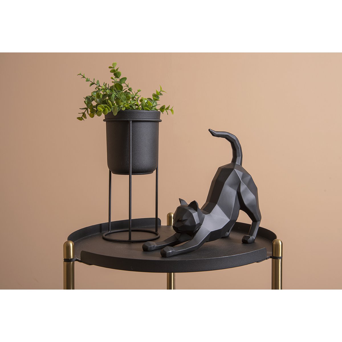 Present Time – Dekorative Statue Origami-Katze, die sich ausdehnt – PT3491BK