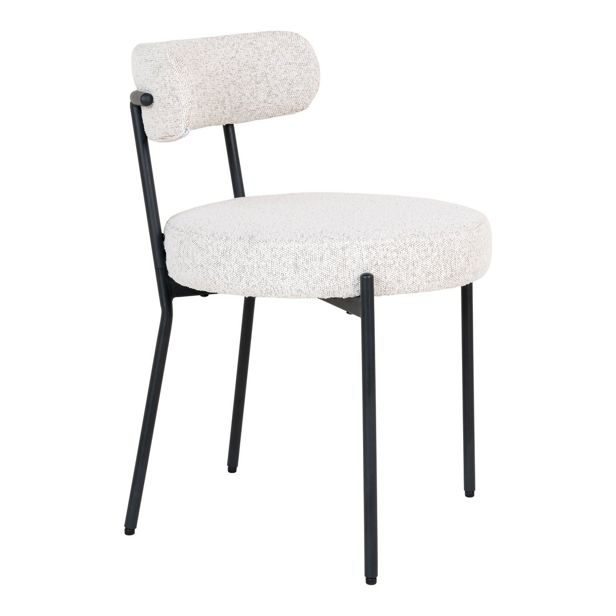 House Nordic - Badalona Dining Chair - Eetkamerstoel, wit bouclé met zwarte poten, HN1270 - set van 2