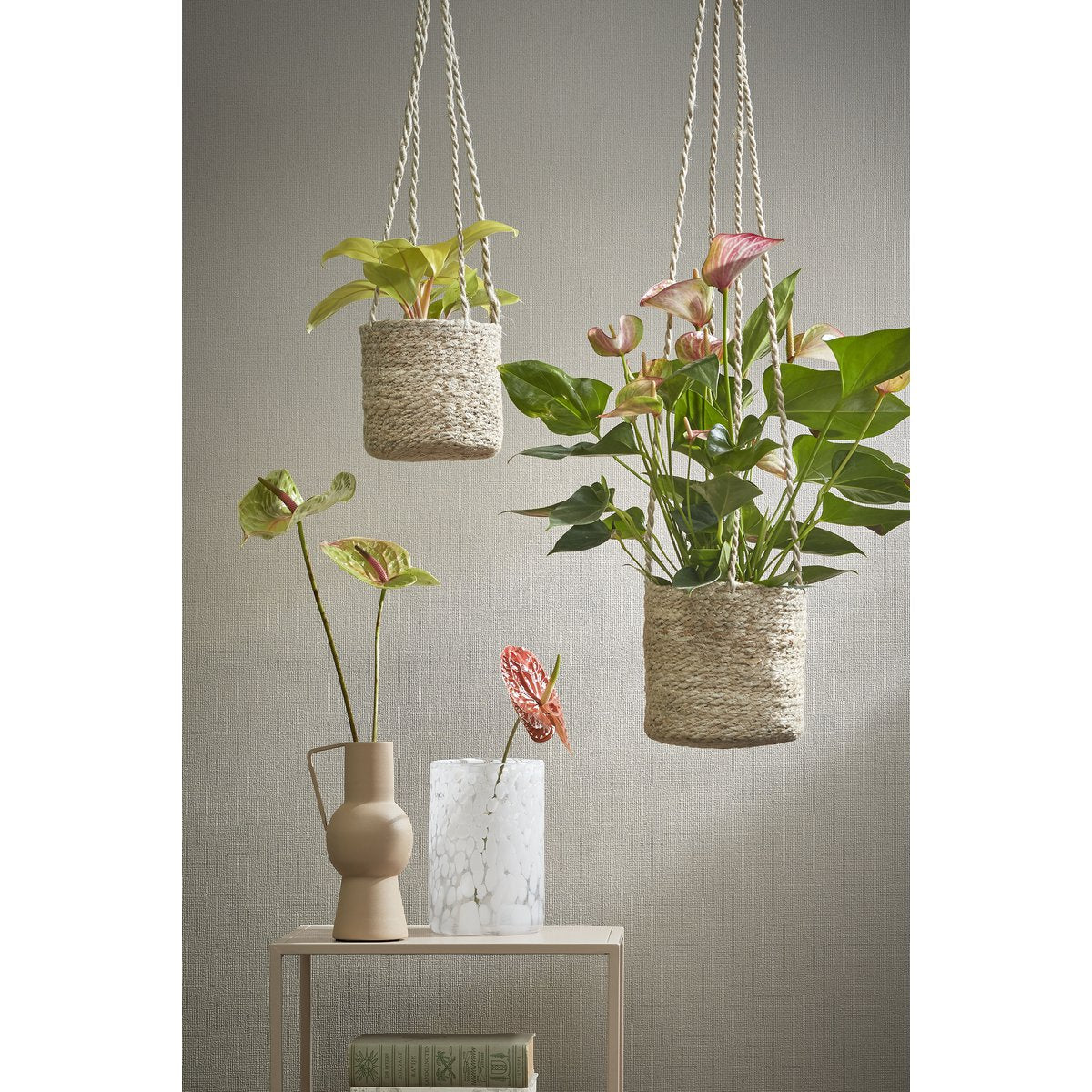 Mica Décorations - Panier à Plantes Atlantic - Lot de 2 - H16 x Ø16 cm - Crème