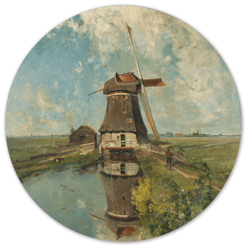 Label2X - Moulin circulaire mural sur un canal de polder