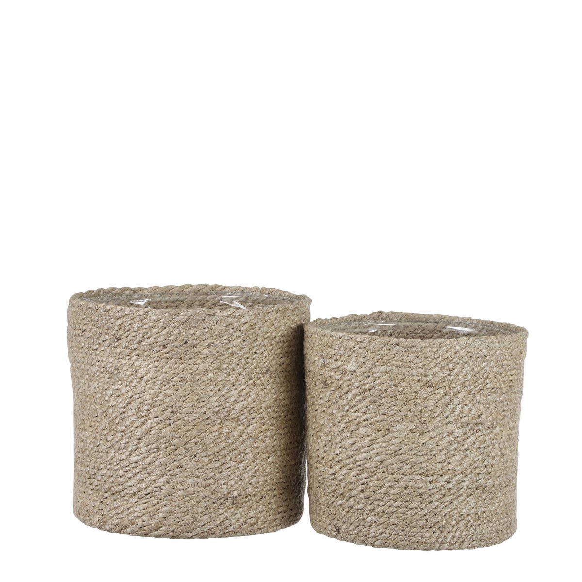 Mica Décorations - Panier à Plantes Atlantic - Lot de 2 - H20 x Ø20 cm - Jute - Crème