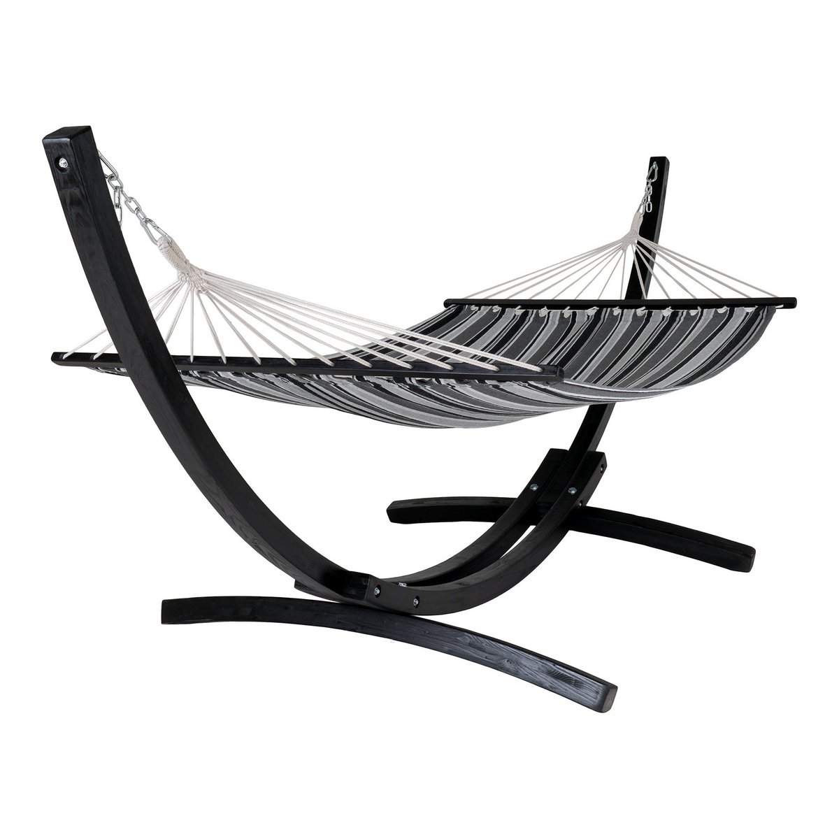 House Nordic - Tripoli Hammock - Hängematte auf Holzständer, Lärche, Polyester/Baumwolle, schwarz/grau/weiß