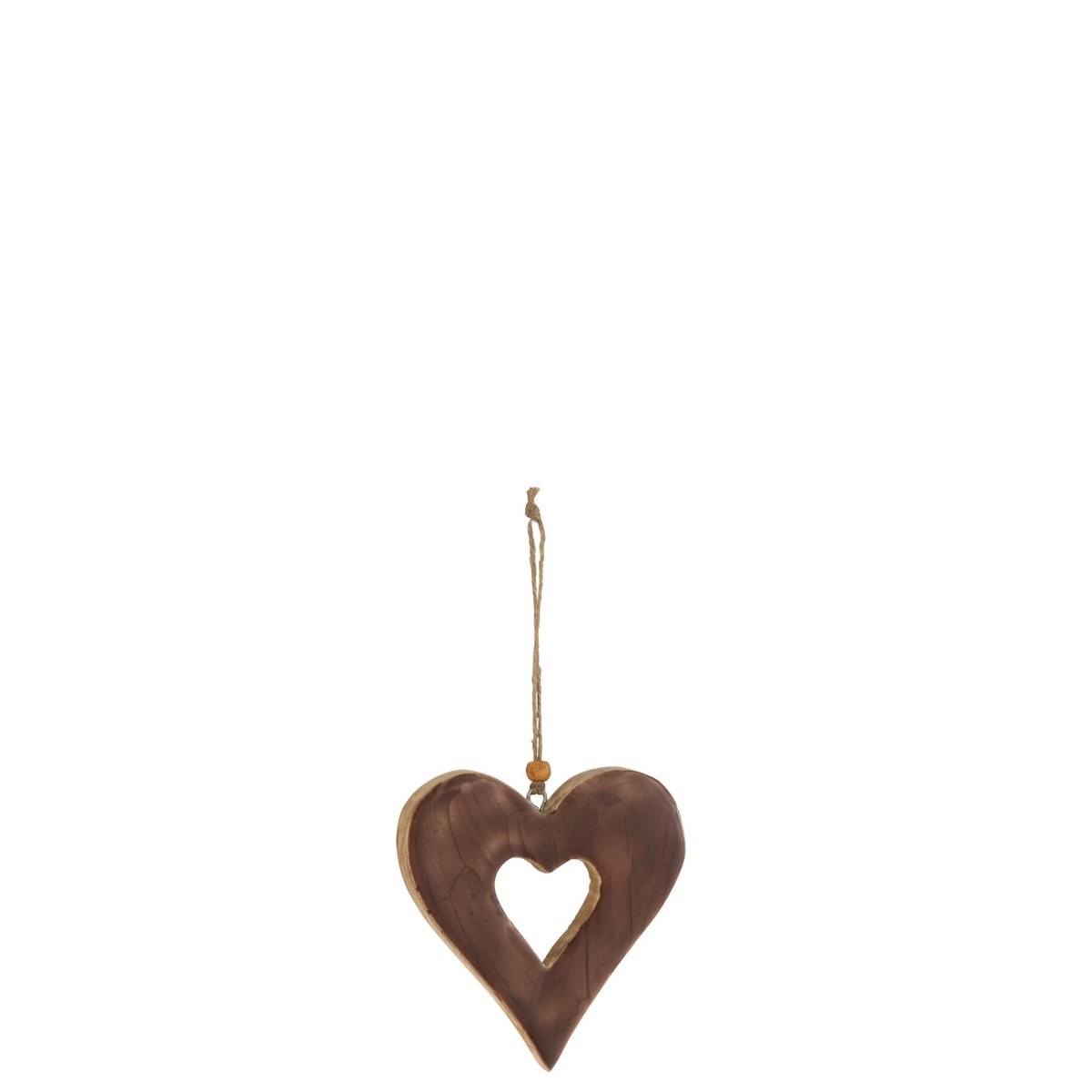 J-Line - Suspension décorative 'Heart' (Taille S, Marron)