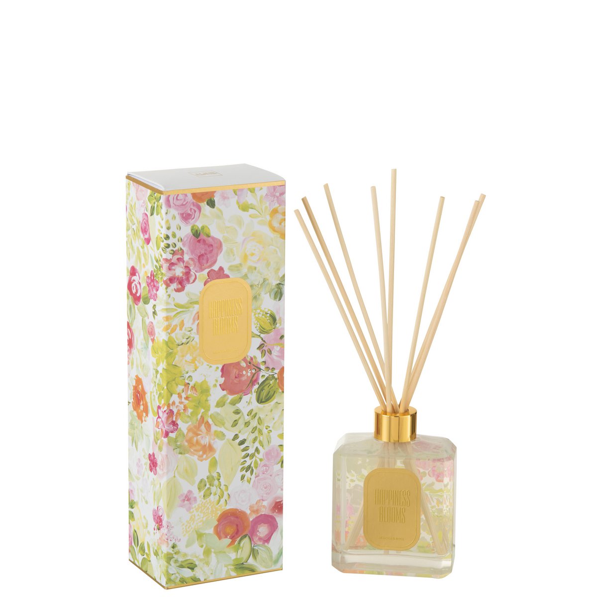 J-Line - Huile parfumée + Sticks - Happiness Blooms - Mimosa/Rose - Blanc