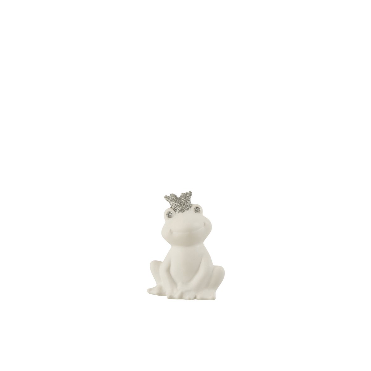 J-Line - Couronne de Grenouille Porcelaine Blanc/Argent Petit