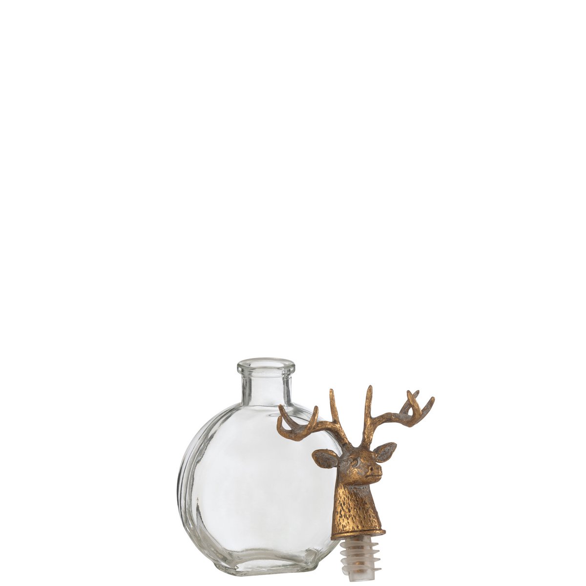 J-Line – Flasche Hirsch Glas/Metall Gold