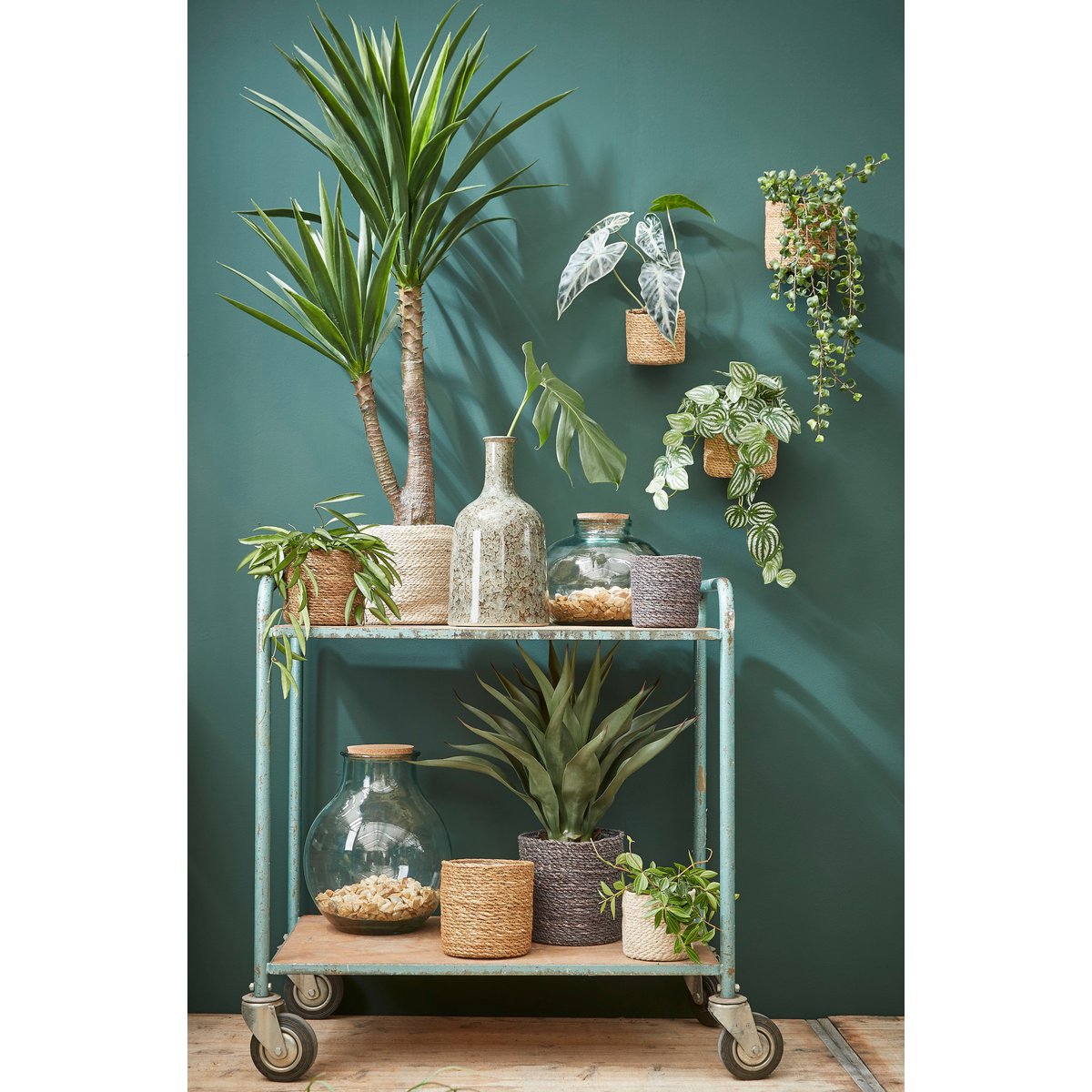 Mica Décorations - Panier à Plantes Atlantic - Lot de 3 - H16 x Ø16 cm - Jute - Crème