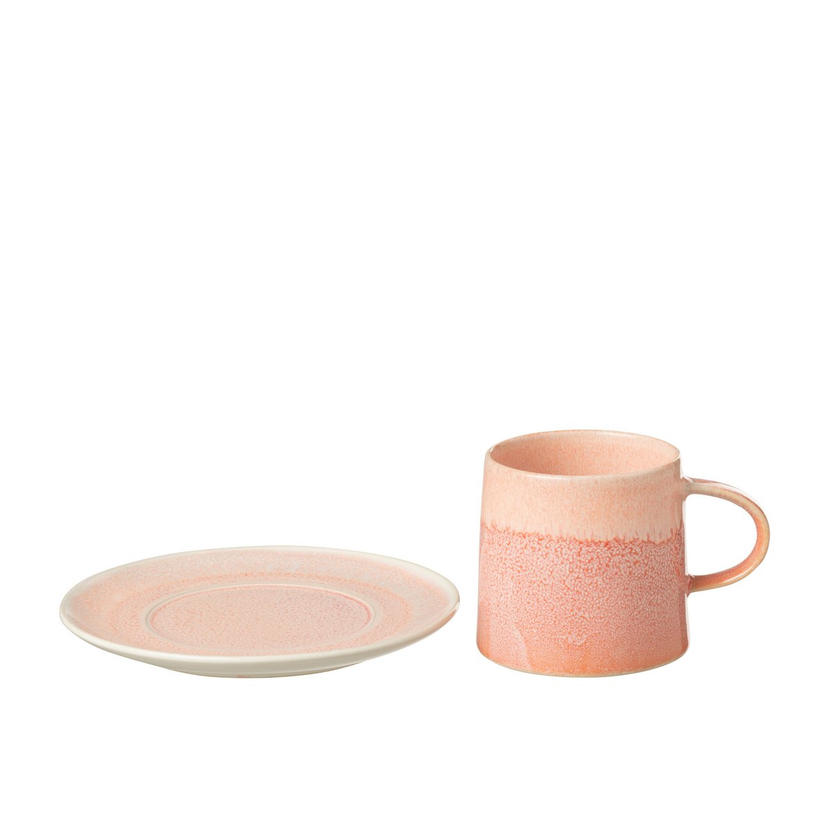 J-Line - Tasse + Assiette Lara - Porcelaine - Saumon