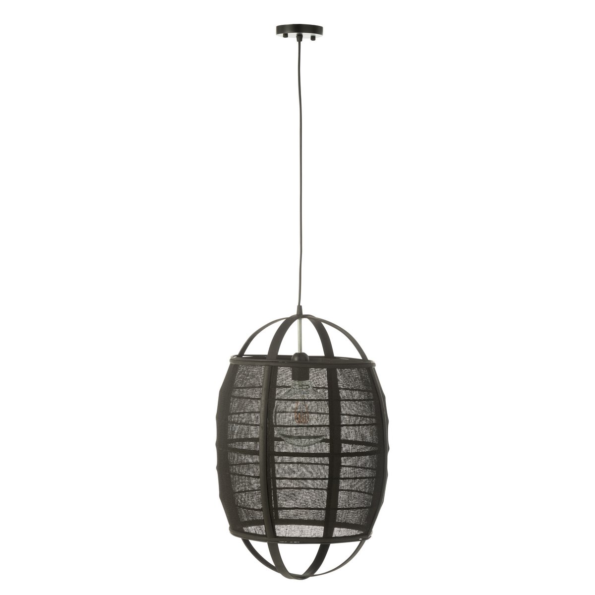 J-Line - Lampe suspendue Ion Lin/Bambou Noir Small