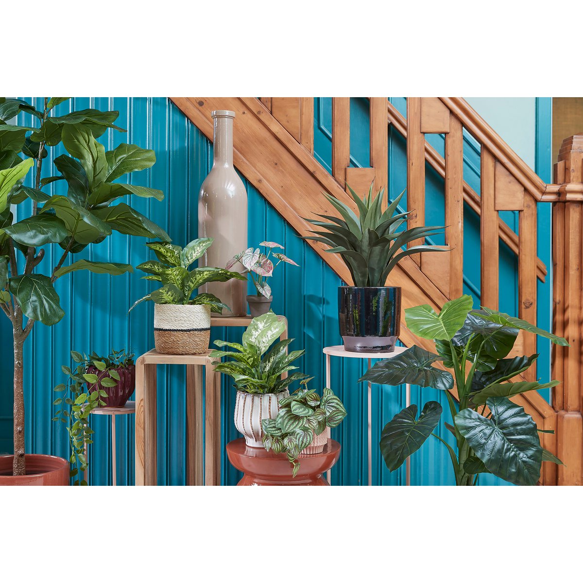 Mica Decorations - Damian Plantenmand - Set van 2 - H20 x Ø20 cm - Zeegras - Wit