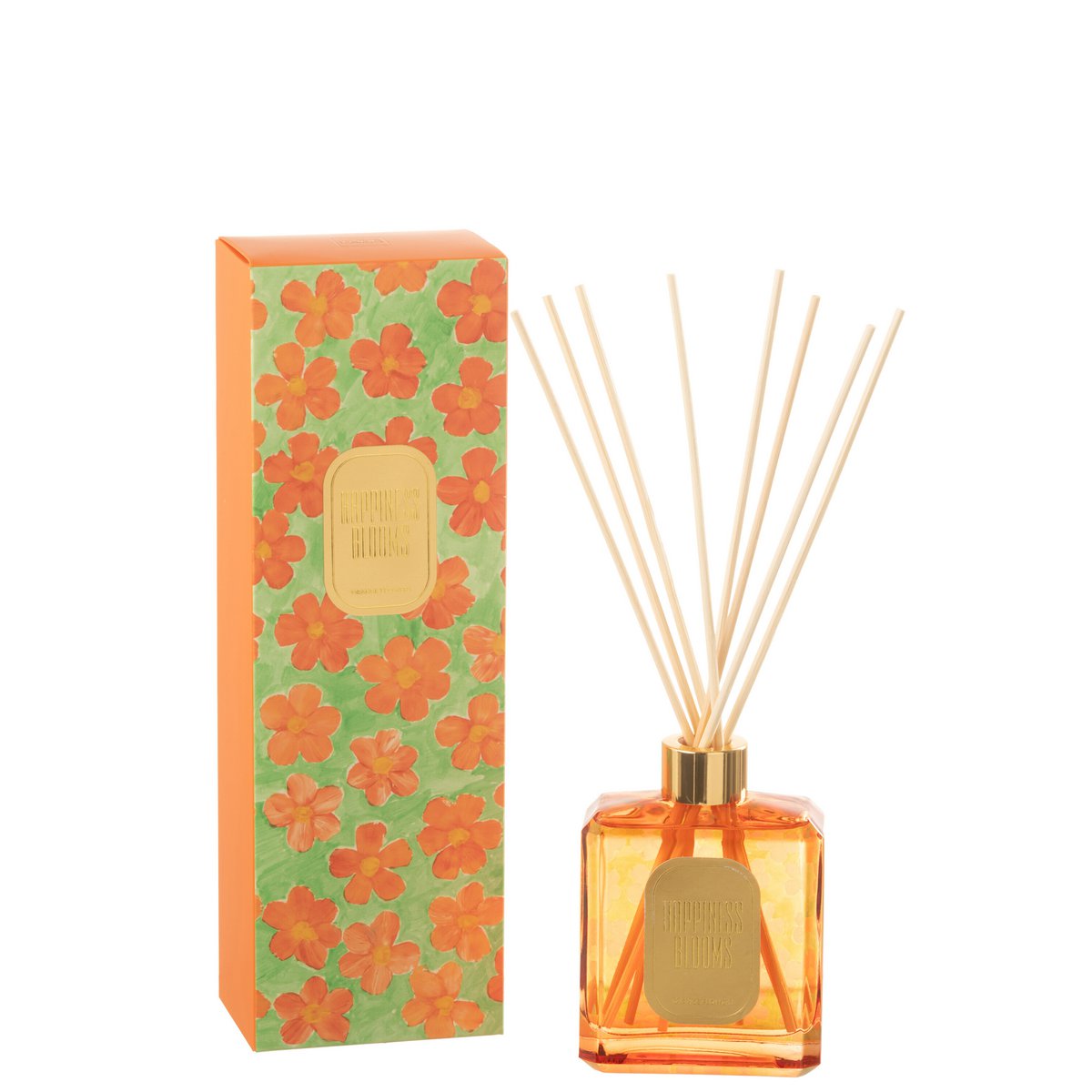 J-Line - Huile parfumée + Bâtonnets de fleurs - Orange/Vert