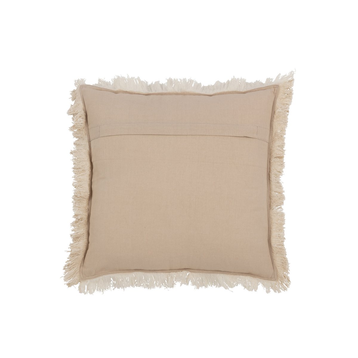 J-Line - Coussin Franges - Mousseline de Coton - Beige Foncé