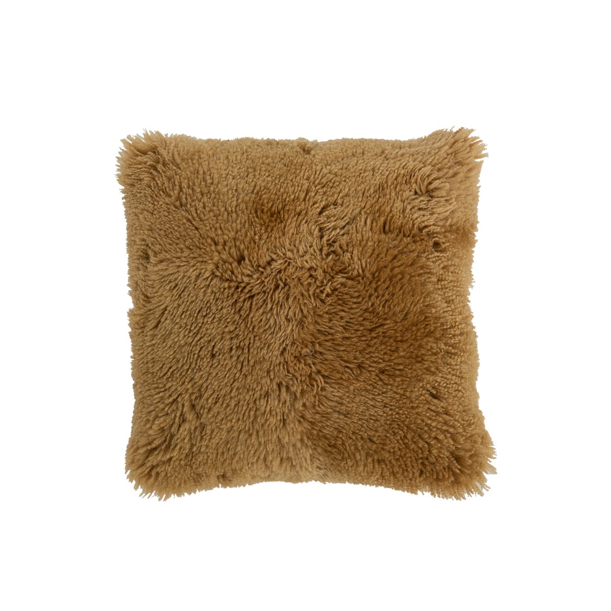 J-Line - Coussin Carré Peau de Mouton - Polyester - Ocre