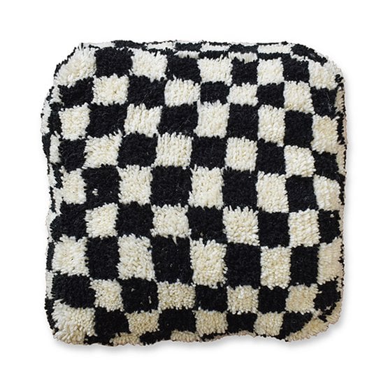 Poufs &amp; Oreillers - Coussin de sol à carreaux - noir et blanc