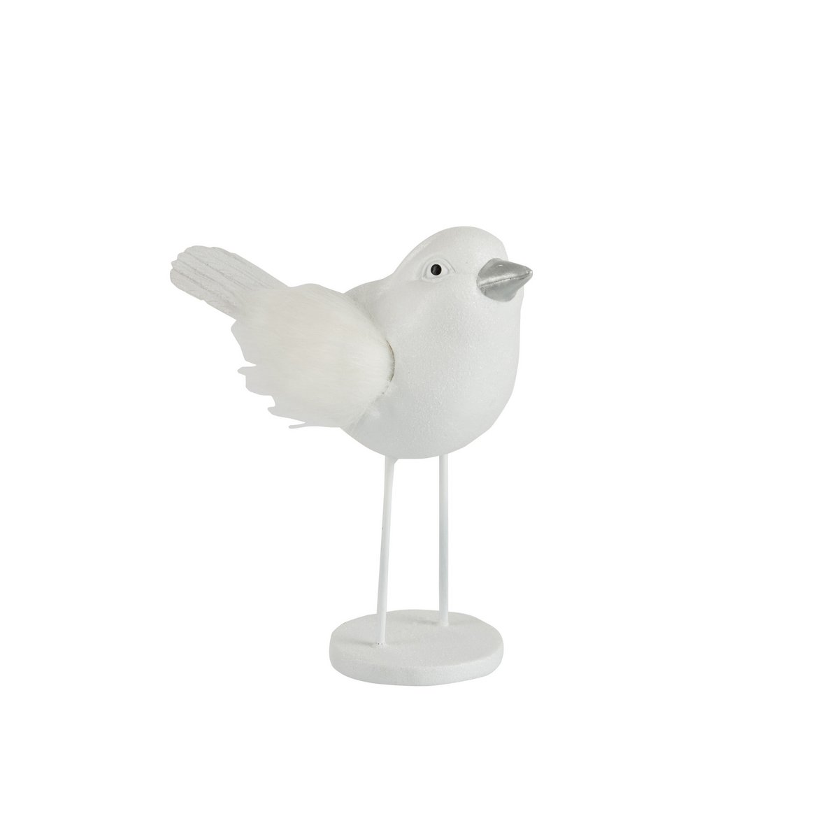 J-Line - Oiseau Poly/Imitation Fourrure Blanc Large