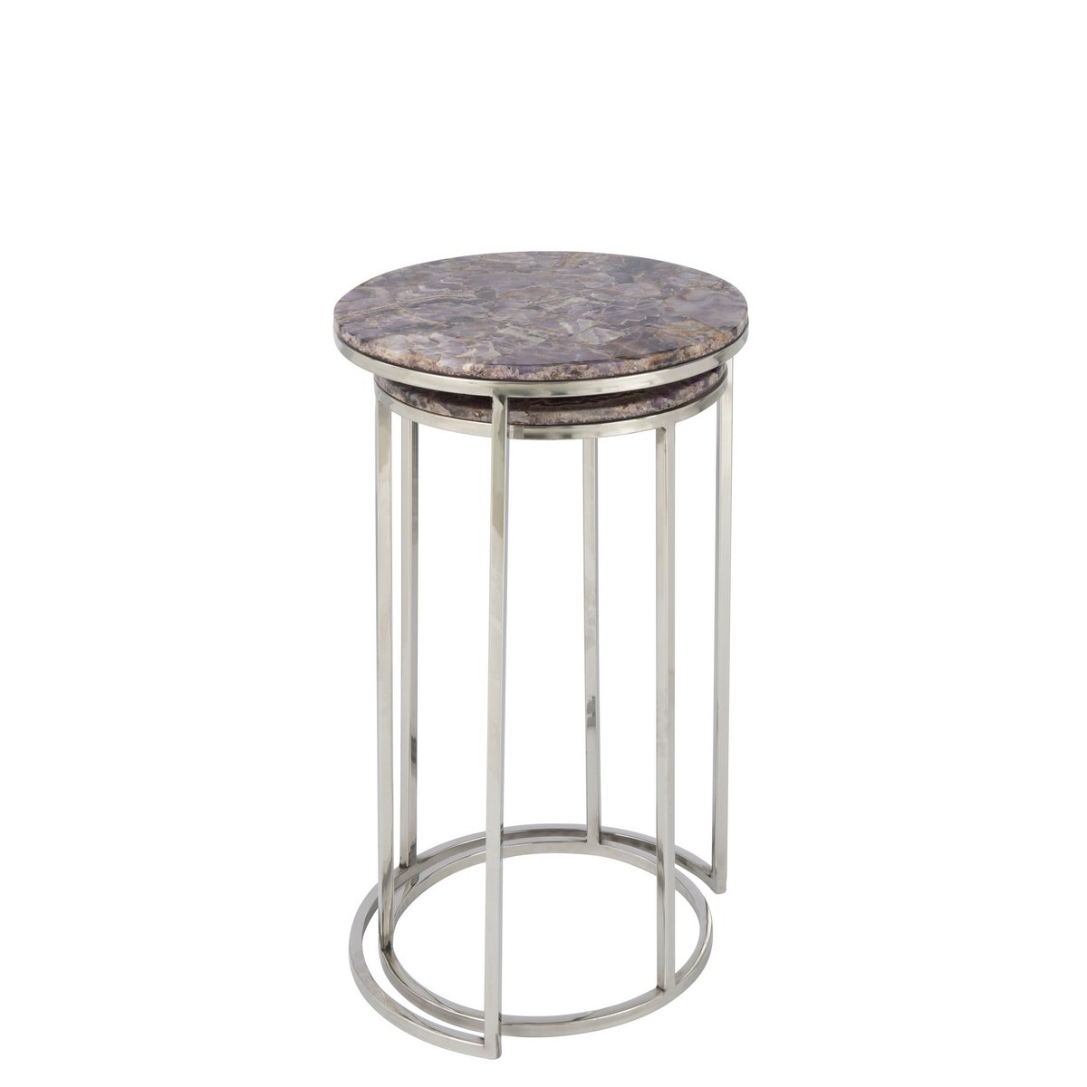 J-Line - Table d'appoint 'Amethyst' (Lot de 2, Argent/Violet)