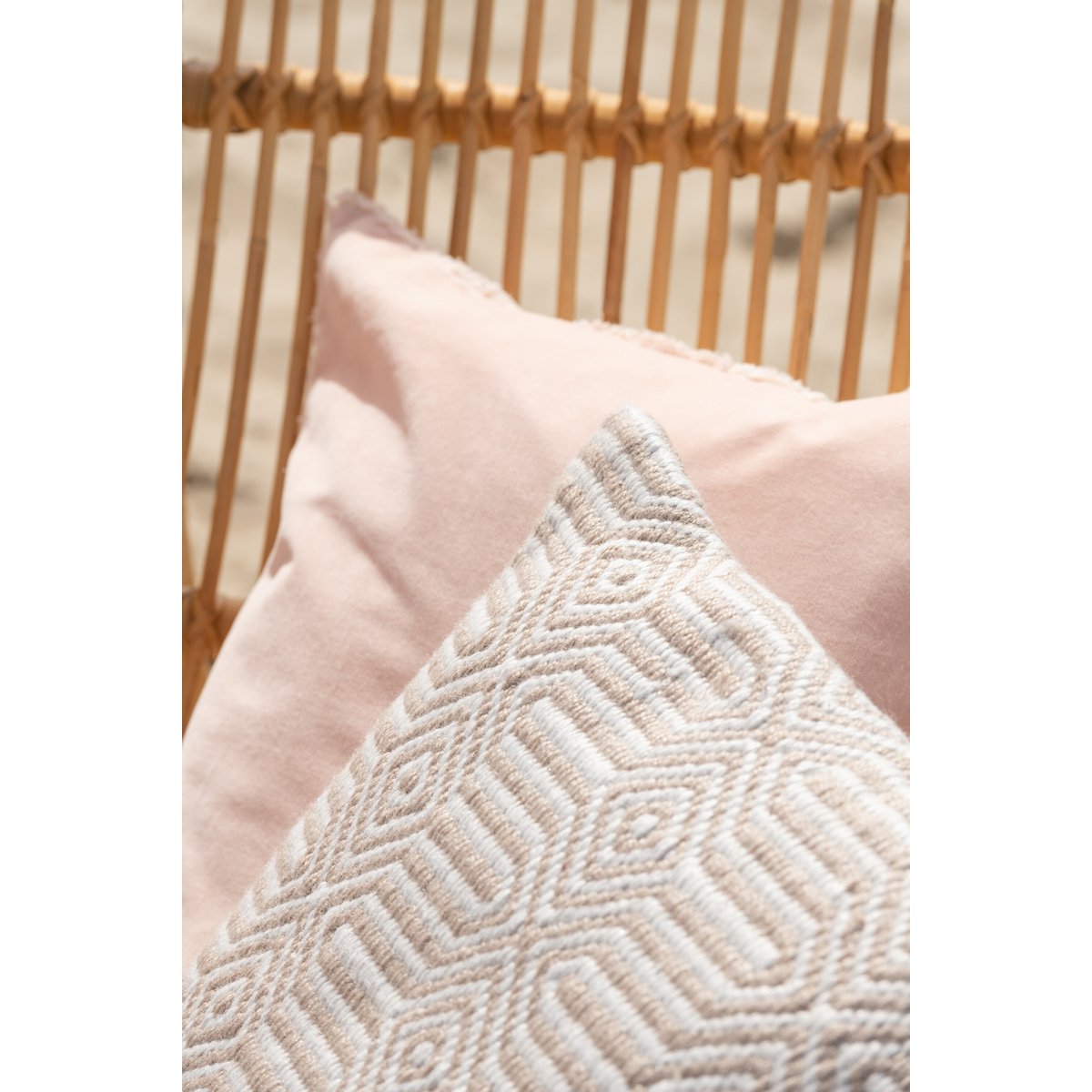 J-Line - Coussin Ibiza - Polyester - Naturel/Blanc