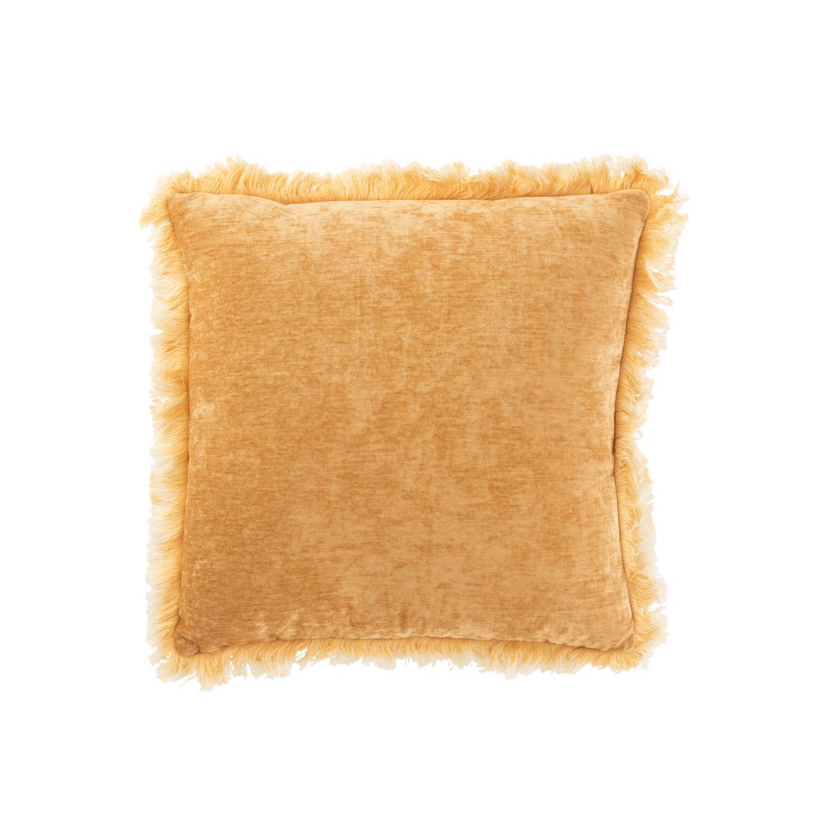 J-Line - Coussin Frange - Polyester - Ocre