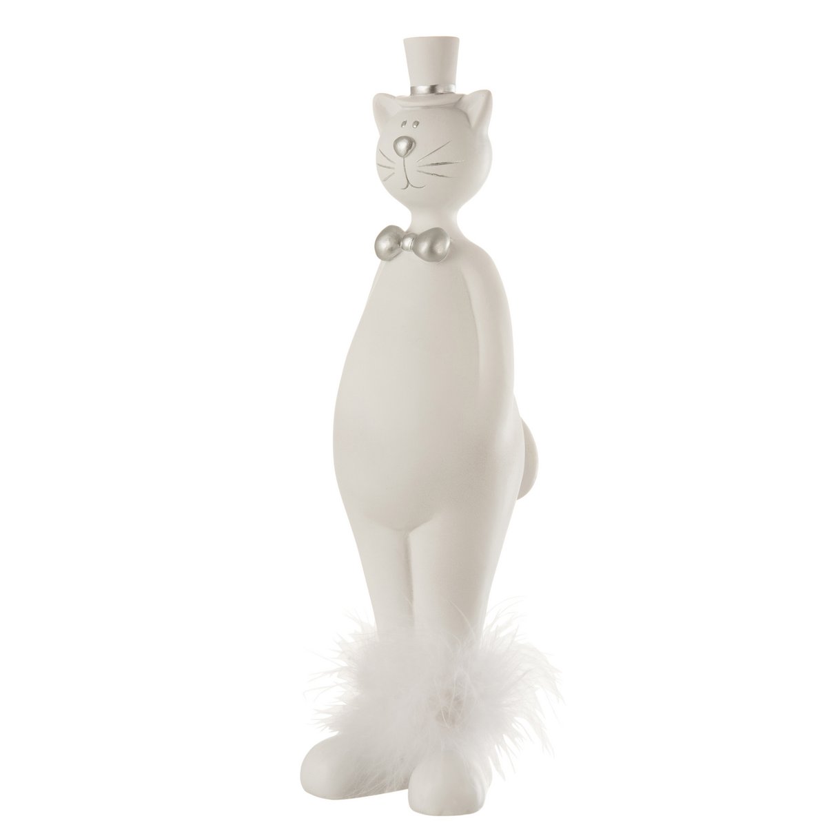 J-Line - Chat Avec Chapeau Poly Blanc/Argent Grand