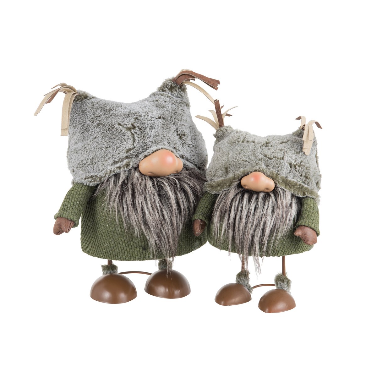 J-Line - Figurine de Noël décorative 'Gnome' (Vert/Marron, Taille L)