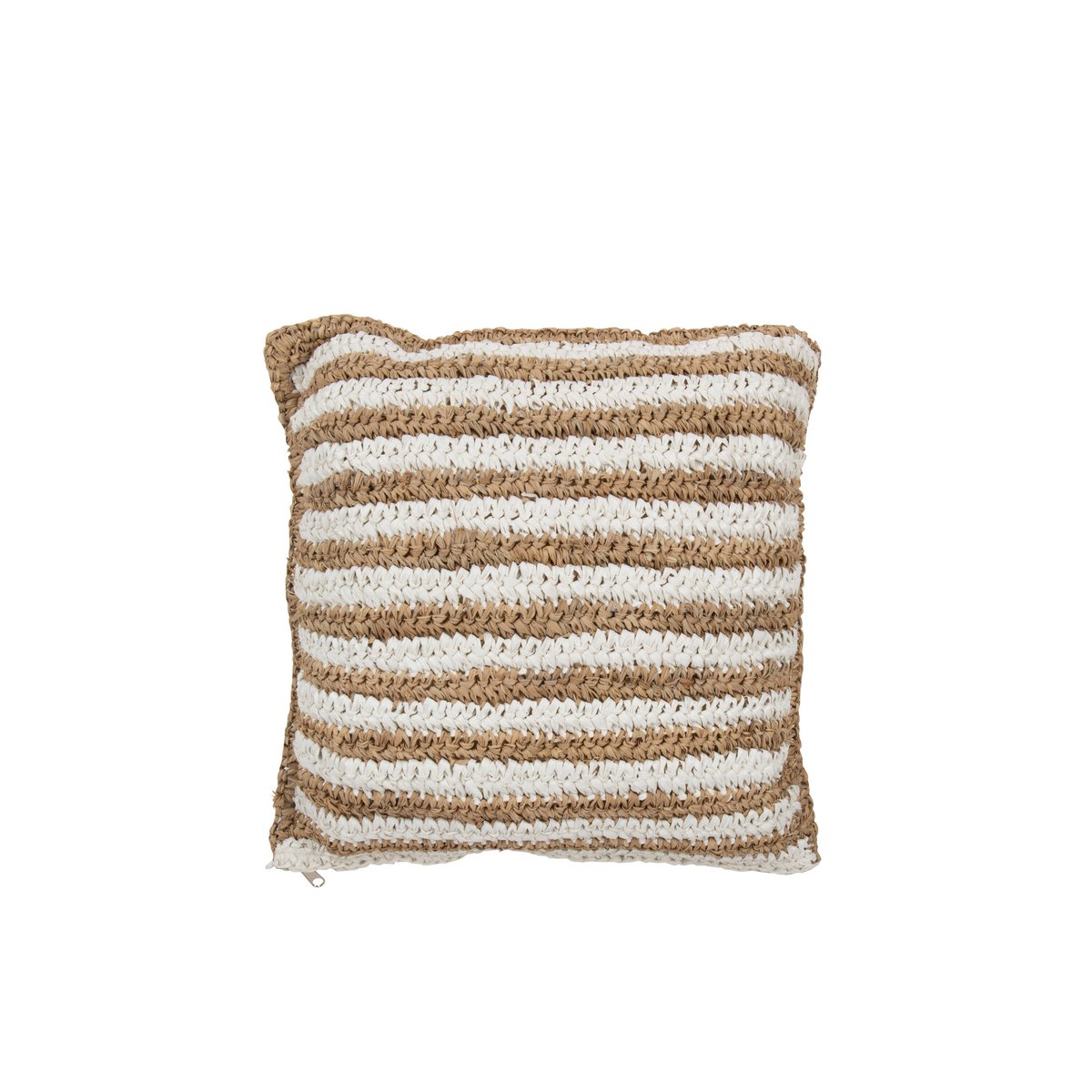 J-Line - Coussin Rayures Mendong - Coton - Blanc