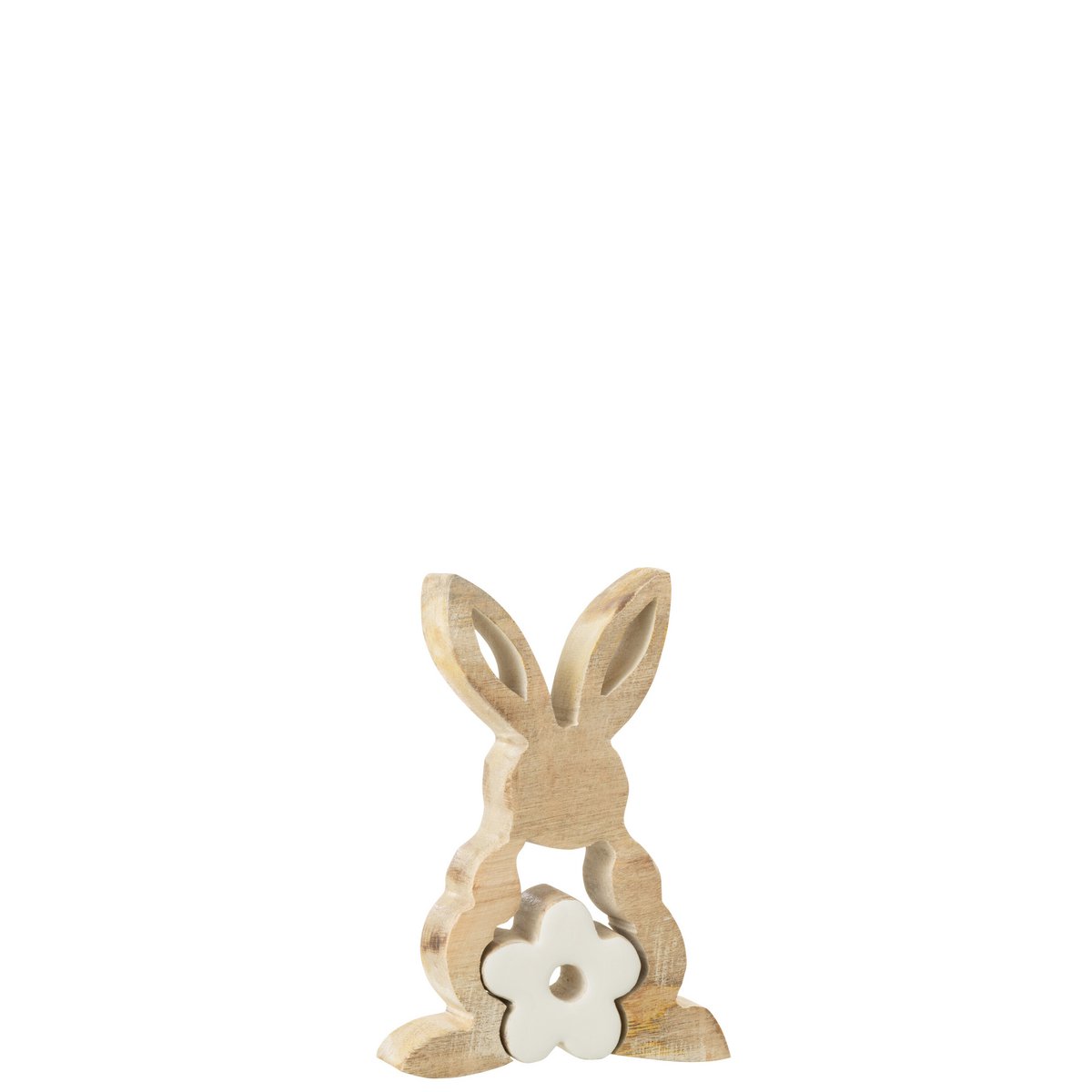 J-Line - Figurine Lapin - Bois - Blanc - Petit