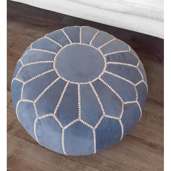 Poufs &amp; Oreillers - Pouf en velours - bleu denim - fourni rempli