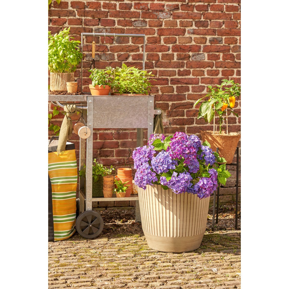 Glimmerdekorationen - Rio Outdoor-Blumentopf - H40,5 x Ø45 cm - Creme