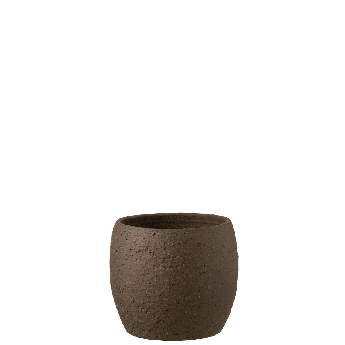 J-Line - Pot de Fleurs Enya - Céramique - Marron - Grand - Ø24,00cm