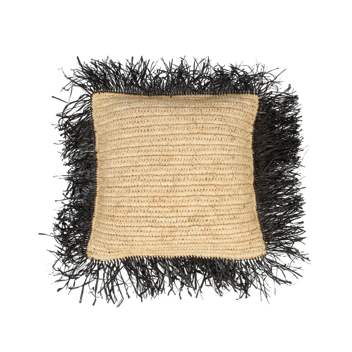 Bazar Bizar - Kussenhoes 'Raffia' (Naturel Zwart, 40x40)